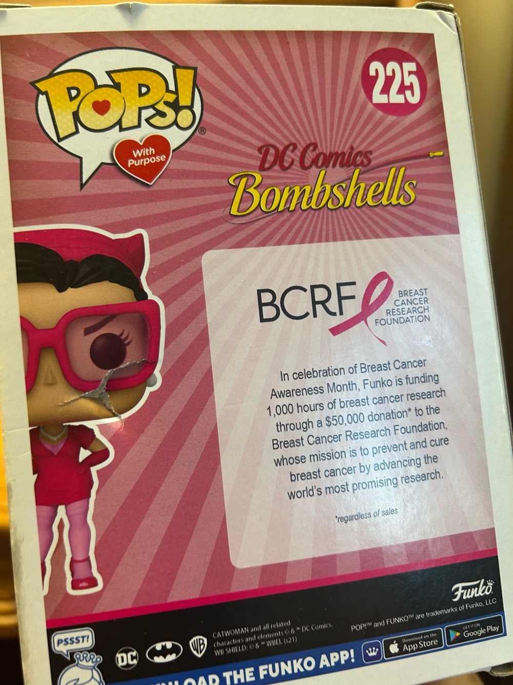 Funko Pop DC Bombshells Catwoman 225 Pink Pops With Purpose NIB - Picture 4 of 6